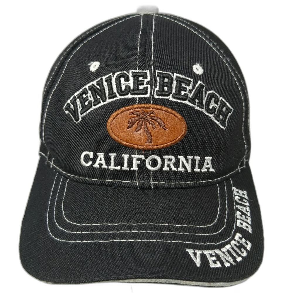 KOVA Baseball Cap Black One Size Venice Beach California Palm Tree Strapback Hat